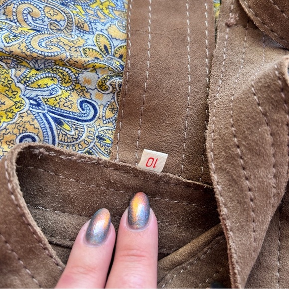 Vintage 1970s Brown Suede Suspender Shorts Hot Pants Lederhosen Rocker Hippie - Picture 6 of 12